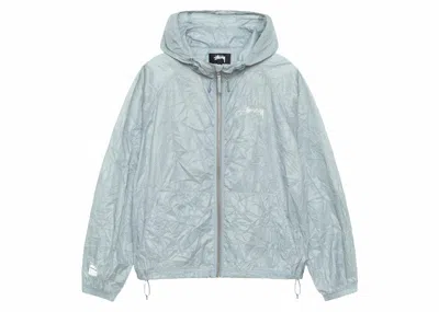 Pre-owned Stussy Men's  Wrinkled Nylon Beach Shell Jacket In Slate In Gray