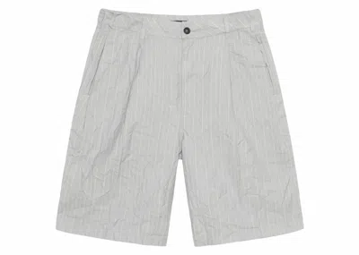 Pre-owned Stussy Men's  Wrinkled Stripe Volume Pleated Short In Grey