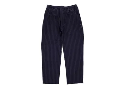 Pre-owned Stussy Men's  X Cdg Pin Striped Beach Pant In Navy Blue