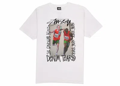 Pre-owned Stussy Men's  X Denim Tears Pass The Baton T-shirt In White