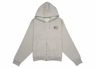 Pre-owned Stussy Men's  X Nike Fleece Zip Hoodie In Grey Heather