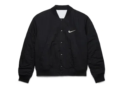 Pre-owned Stussy Men's  X Nike Reversible Varsity Jacket In Black/sail