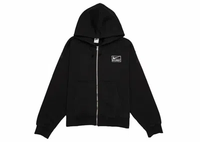 Pre-owned Stussy Men's  X Nike Stone Washed Fleece Zip Hoodie In Black