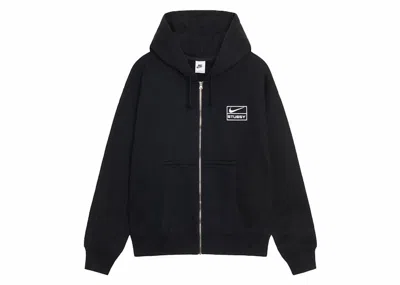 Pre-owned Stussy Men's  X Nike Stone Washed Fleece Zip Hoodie (ss24) In Black