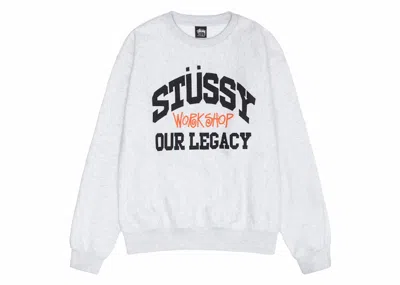 Pre-owned Stussy Men's  X Our Legacy Ol Collegiate Crewneck Sweatshirt In Ash Heather In Gray