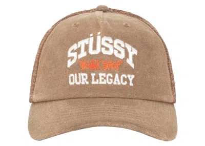 Pre-owned Stussy Men's  X Our Legacy Work Shop Low Profile Trucker Cap In Brown