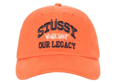 Pre-owned Stussy Men's  X Our Legacy Work Shop Low Profile Trucker Cap In Fire In Red