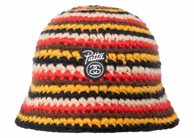 Pre-owned Stussy Men's  X Patta Bucket Hat Striped Knit