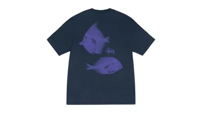 Pre-owned Stussy Men's  Xray Fishin Tee Shirt In Navy Blue