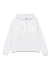 Stussy Drawstring Hood Ribbed Cuffs Unisex Hoodie In White