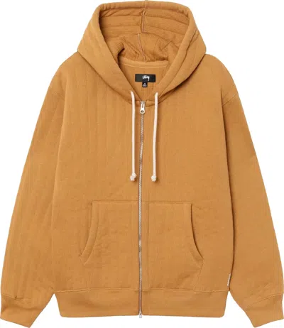 Stussy Men Vertical Quilted Zip Hoodie In Tan