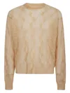 Stussy Wool Blend Crew Neck Jumper With Geometric Pattern