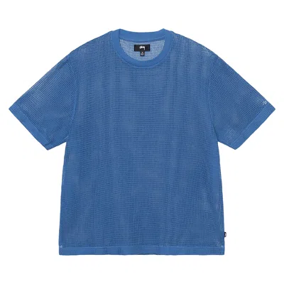 Pre-owned Stussy Mesh Short-sleeve Crew 'ocean Blue'