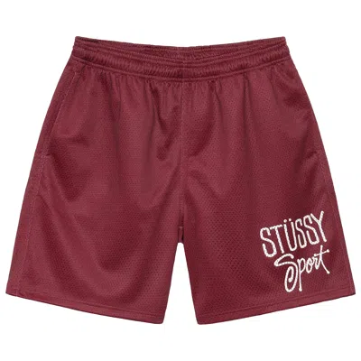 Pre-owned Stussy Mesh Short Sport 'maroon' In Red