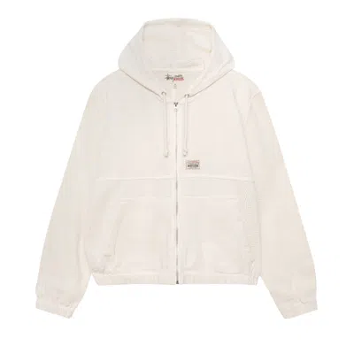 Pre-owned Stussy Mesh Zip Hoodie 'bone' In Cream