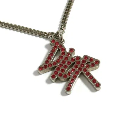 Pre-owned Stussy Metal Rhinestone Pendant Necklace () In Multi