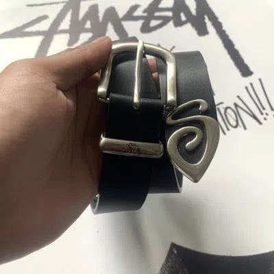 Pre-owned Stussy Metal S Tip Belt Black L/xl