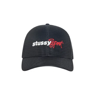 Pre-owned Stussy Mid-depth Sport Mesh Snapback 'black' | Men's Size Onesize