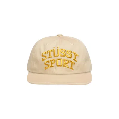 Pre-owned Stussy Mid Depth Sport Snapback 'natural/gold' In Cream
