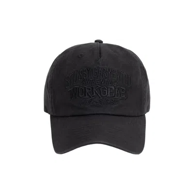 Pre-owned Stussy Mid-depth Workgear Waxed Snapback 'black' | Men's Size Onesize