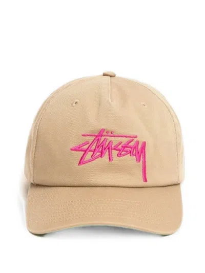 Stussy Mid-depth Big Stock Logo-embroidered Cap In Brown