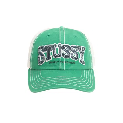 Pre-owned Stussy Mid-depth Burly Threads Trucker 'green' | Men's Size Onesize
