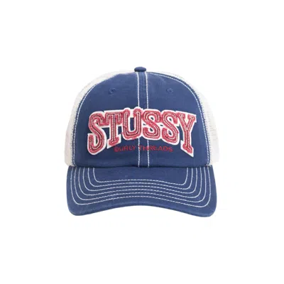 Pre-owned Stussy Mid-depth Burly Threads Trucker 'navy' | Blue | Men's Size Onesize
