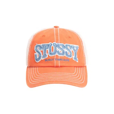 Pre-owned Stussy Mid-depth Burly Threads Trucker 'orange' | Men's Size Onesize