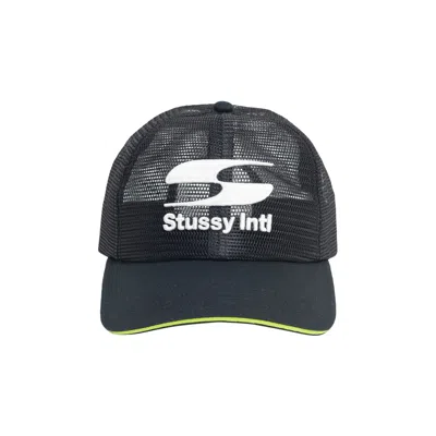 Pre-owned Stussy Mid-depth Moto S Mesh Trucker 'black' | Men's Size Onesize