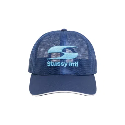 Pre-owned Stussy Mid-depth Moto S Mesh Trucker 'navy' | Blue | Men's Size Onesize