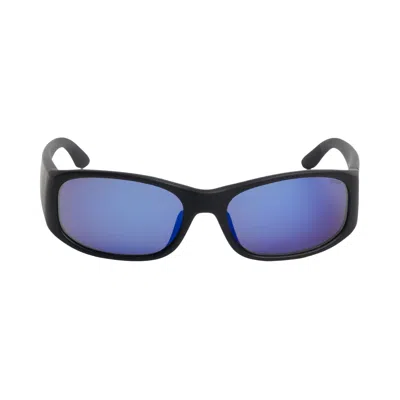 Pre-owned Stussy Mikey Sunglasses 'rubber Black/polarized Dark Blue Lens' | Men's Size Onesize