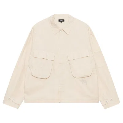 Pre-owned Stussy Military Overshirt 'bone' In Cream