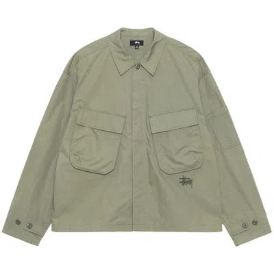 Pre-owned Stussy Military Overshirt 'olive' In Green