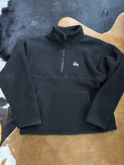 Pre-owned Stussy Mock Neck 1/4 Zip Fleece In Black
