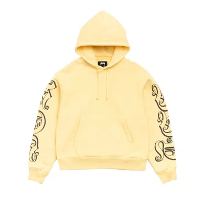 Pre-owned Stussy Motif Print Hoodie 'yellow' | Men's Size S