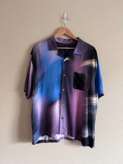 Pre-owned Stussy Motion Pattern Button Up Shirt In Purple
