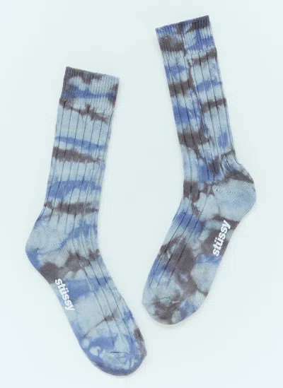 Stussy Multi-dyed Ribbed Socks In Blue