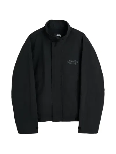 Stussy Mx Logo-print High-neck Jacket In Black