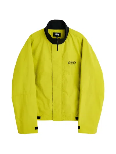 Stussy Mx Logo-print High-neck Jacket In Green