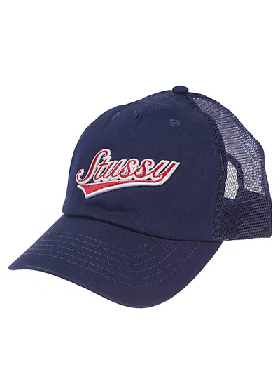 Stussy Navy Blue Trucker Snapback Hat