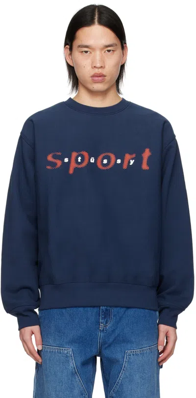 Stussy Navy Dot Sport Sweatshirt In Navy Navy