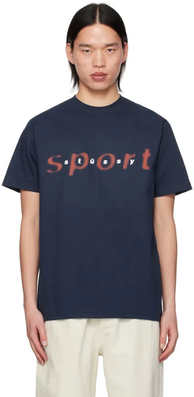Stussy Navy Dot Sport T-shirt In Navy Navy