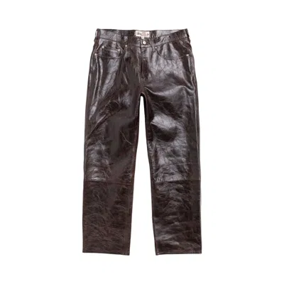 Pre-owned Stussy New Classic Pant Leather 'dark Brown' | Men's Size 36