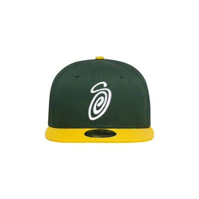 Pre-owned Stussy New Era 59fifty Swirly S Cap 'green/yellow' | Men's Size 7.75