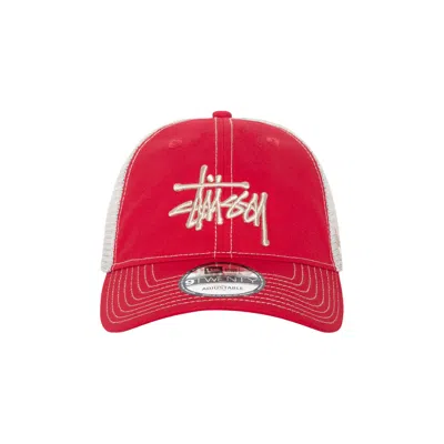 Pre-owned Stussy New Era 9twenty Basic Trucker 'scarlet' | Red | Men's Size Onesize
