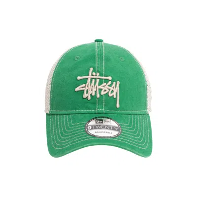 Pre-owned Stussy New Era 9twenty Washed Basic Trucker 'green' | Men's Size Onesize