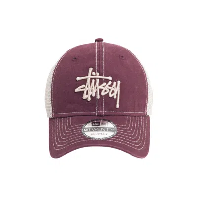 Pre-owned Stussy New Era 9twenty Washed Basic Trucker 'maroon' | Purple | Men's Size Onesize