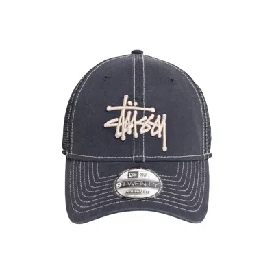 Pre-owned Stussy New Era 9twenty Washed Basic Trucker 'navy' | Blue | Men's Size Onesize