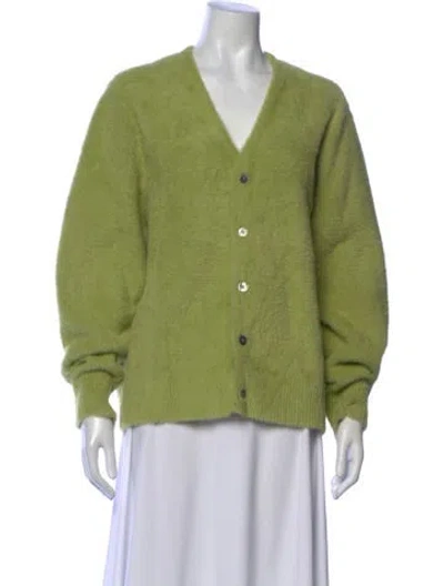 Pre-owned Stussy Nylon V-neck Sweater In Green