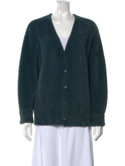 Pre-owned Stussy Nylon V-neck Sweater In Green